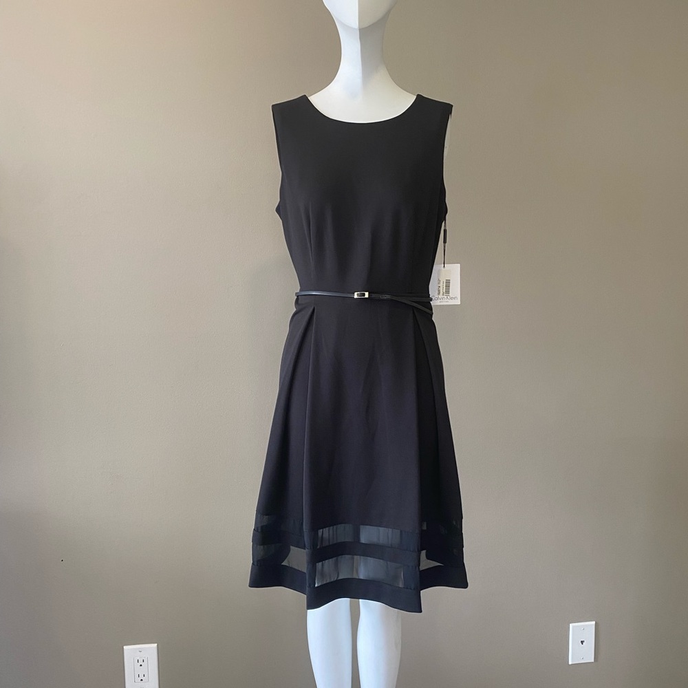Black Calvin Klein Belted Dress - New